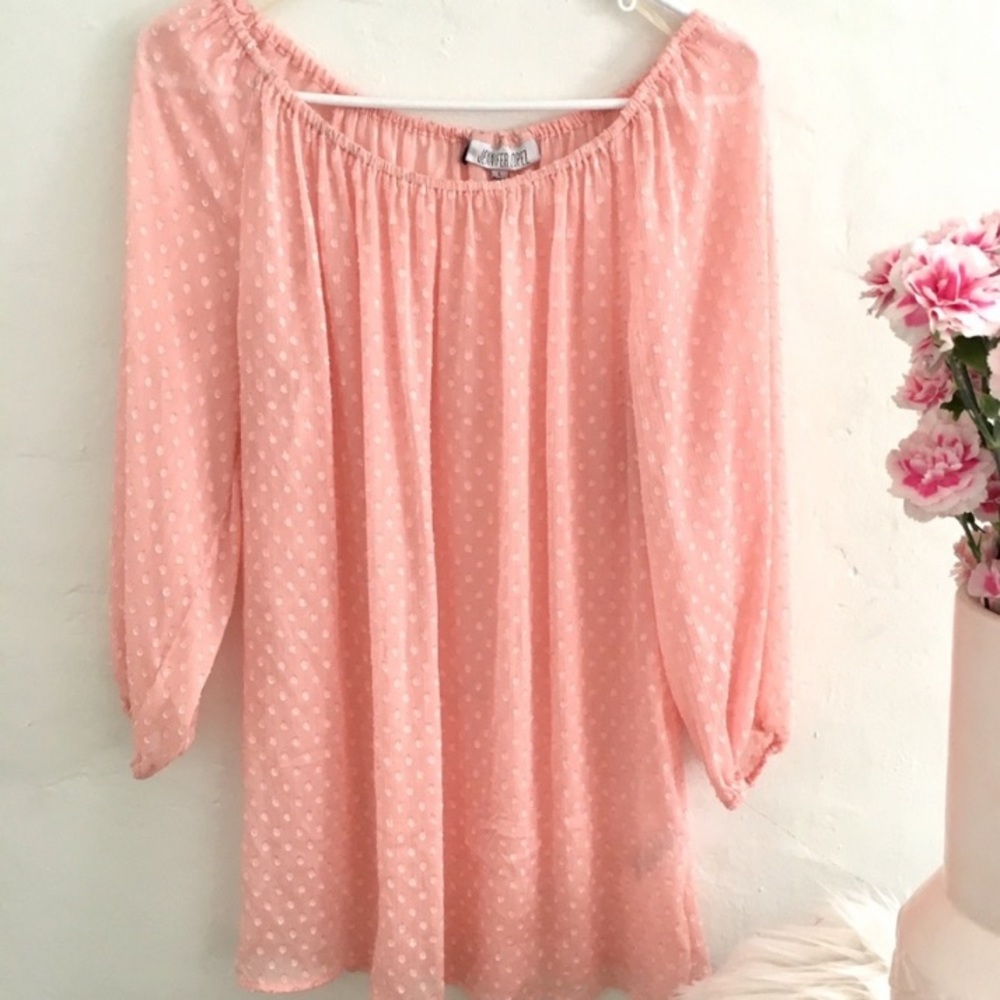 Pink polka dot long sleeve shirt